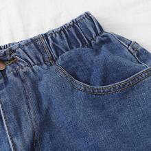 Holidaya Washed Turn Up Hem Denim Shorts - Azul Marino - Ver 6