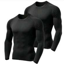 2 Thermal Base Layer Shirts With UV Protection, Breathable Fabric, Ideal For Activities In The Sun - 黑色 - 查看 1