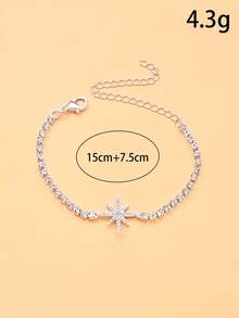 1pc Shiny Star Bracelet With Rhinestones, Suitable For Daily Wear, Parties, And Travel - JL2654 Silver - View 2