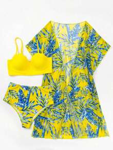 Swim Lushoire Tankini con estampado de plantas - Amarillo - Ver 9