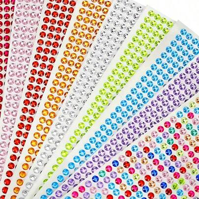 646Pcs 5mm Self-Adhesive Rhinestone Stickers, Multicolor Sparkling Acrylic Gem Stickers, Bling Jewel Decals For DIY Crafts, Eye Makeup, Nail Art, Scrapbooking, Phone Case, Cup Decor, Face Decoration, Festival Party, Photo Props, Easy Peel & Stick, No Glue Needed