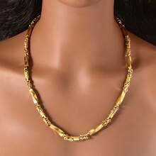 Dây chuyền nam phong cách Hip Hop cá tính, bản to, dạng cột, mạ vàng 18K, thép không gỉ chống gỉ sét, thích hợp đeo hàng ngày. - Vàng - Xem 2