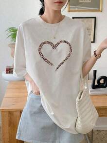 Camiseta de manga corta con estampado informal de verano para mujer 23XM - Blanco - Ver 1