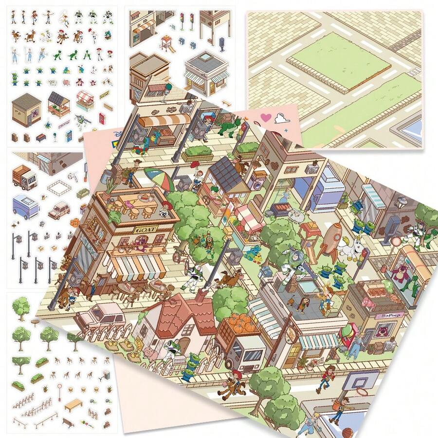 Disney | Disney TOY STORY 趣味自製小鎮 DIY 微縮場景貼紙 可愛卡通貼紙，適用於剪貼簿、手帳、水壺，生日禮物文具、學校獎勵、派對用品，適合成人紓壓消磨時間 - 1 Set - 查看 1