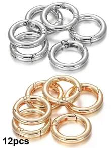 12/18/24 pièces Boucles de ressort rondes, Porte-clés DIY, Boucle de chaîne en forme de O, Matériau en alliage de zinc premium, Accessoires d'artisanat en métal durable à dégagement rapide, Convient pour les breloques de sac, les boucles d'escalade en extérieur, les porte-clés, les portefeuilles et les fermoirs multifonctionnels, Facile à ouvrir et à fermer, et anti-perte, Surface lisse - Multicolore - Voir 14