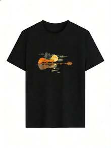 Short-Sleeve T-Shirt With Artistic And Musical Design, Fashionable Short-Sleeve T-Shirt For Spring And Summer 2026, Made In Mexico, 180 Grams. Cartoon Print, Couple Design, Suitable For Indoor Or Outdoor Wear. Crew Neck, Unisex, Ideal For Office And Leisure. One-Piece Pack. - BK-P631577SLNDXZGY470 - 查看 2