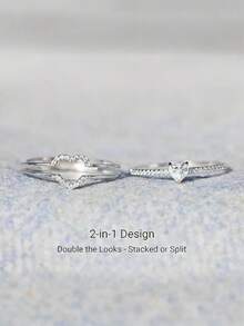 1pc Fashion Heart-Shaped Synthetic Cubic Zirconia Ring, Eternal Love Symbol, Suitable For Daily Wear, Valentine's Day Gift, Wedding And Party Jewelry Designed Specifically For Women - golden - View 8