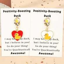 1pc/2pcs Positivity-Boosting Duck Enamel Keychain | "You're Quacktastically Awesome" Gift - Multicolor - View 2