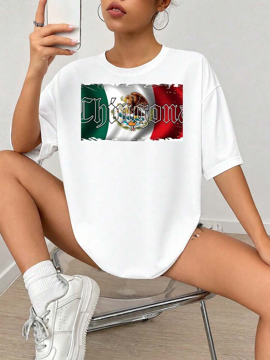 Impresión gráfica Fl-ag mexicana con texto Chíngtomá y diseño de Cr-est de águila, Estilo de arte Grunge angustiado, Verde, Blanco, Rojo, Tema de Orgullo Nacional para W.jpgRegalos personalizados: Camisetas para mujer con estilos que van desde lo moderno, hippie, casual y minimalista. Ropa masculina personalizada única, armarios cápsula y prendas básicas/urbanas para hombre. Regalos ideales para novios, familiares y amigos, adecuados para cumpleaños, vacaciones, colegio/competiciones, deportes/escalada y más, así como para la moda de otoño y eventos urbanos. Blanco verano.