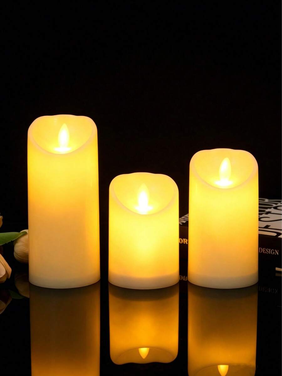 1 件塑料斜口无焰 LED 蜡烛，扁平蜡烛模拟真实蜡烛，圣诞节情人节家居装饰，高品质氛围照明，桌面、厨房、浴室小夜灯