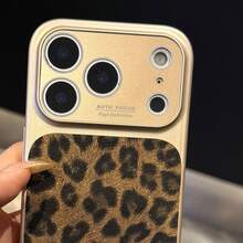 Ốp lưng điện thoại cao cấp họa tiết da báo lấp lánh với viền camera mạ bạc, chống sốc và chống trầy xước, vỏ TPU, thiết kế mỏng nhẹ theo phong cách retro Y2K, tương thích với iPhone 17 16 15 14 13 Pro Max, ốp bảo vệ điện thoại họa tiết da báo. - màu nâu - Xem 3