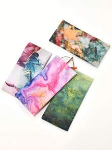 1pc Colorful Cloud Marble Pattern PU (Polyurethane) Glasses Case, Spring/Summer Ladies Glasses Bag, Women's Travel Essential Glasses Pouch, Fashion Eyeglasses Storage Bag, Marble Pattern Glasses Box, Phone Bag, Coin Purse, Jewelry Organizer Bag - Multicolor - View 6
