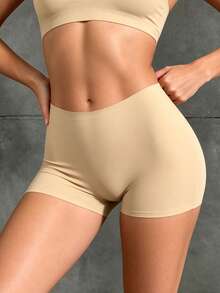 Runway Rest Leggings en soie élastiques sans couture pour femmes, sous-vêtements sans glissement confortables sans couture pour femmes, culottes pour femmes - Beige - Voir 1