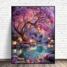 1件装DIY钻石画套装 - 精美风景图案DIY钻石画套装，圆形钻石，马赛克艺术工艺品，适合初学者，家居墙面装饰，独特礼物，不含画框 - 無框 - 查看 6