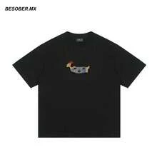 The Same Model For Men And Women Unisex Summer T-Shirt With Loose Style For Couples D0045 - Black - View 2