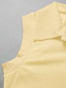 Elegante body de punto blanco con cuello vuelto y media cremallera, body de mujer para primavera/verano, ideal para vacaciones y playa - Amarillo - Ver 8