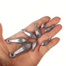 45pcs Fishing Weight Set - Assorted Hexagon And Teardrop Shaped Lead Sinkers With Rings, 1/8 Oz To 2 Oz - Ideal For Sea Fishing And Drop Shot Casting - Silver - View 4