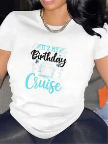 Polyester T-Shirt For Birthday Parties Or Cruises, Lightweight And Durable Fabric, Ideal For Use In Restaurants Or Living Rooms, Comfortable Fit With Festive Design, Perfect Gift For Adults On Special Occasions. - 黑色 - 查看 6