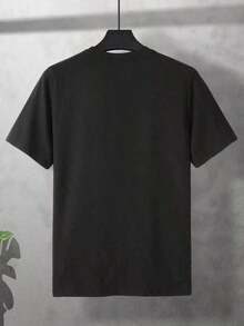 short-sleeveGraphic TeesManfinity Homme Camiseta de manga corta con ajuste delgado, informal, para hombre, con estampado de texto de letras impreso, para salir, para el esposoCottno100% Cotton - Negro - Ver 3