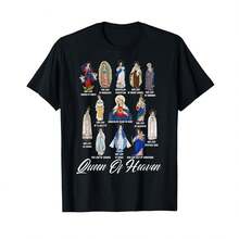 Camiseta unisex de manga corta, Camiseta católica con títulos latinos de Nuestra Señora la Santísima Madre, camisetas para hombre, Spiderman, , camisetas para mujer, Romwe para hombre, boho chic, regalos para maestros, camisetas para mujer, atuendos curvy para hombre, y2k. - Negro - Ver 6
