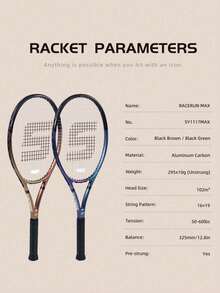 SALYWEE Chameleon Pro 網球拍 - RaceRun Max | 碳纖維 & 鋁合金 | 亮面處理 | 預穿線 55 磅 & 握把 | 輕量化 | 未穿線重量 295±5g | 即玩完整套組 (1 把球拍 + 球拍袋 + 網球 + 替換握把) - 彩色 - 查看 11