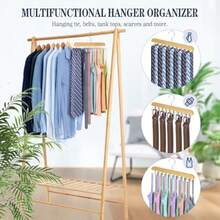 Paquete de Colgador de Corbatas y Cinturones para Clóset Fitnice Mejorado Antideslizante Ahorrador de Espacio con 0 Ganchos Plegables Organizador de para Corbatas y Cinturones para Camisetas - madera - Ver 5