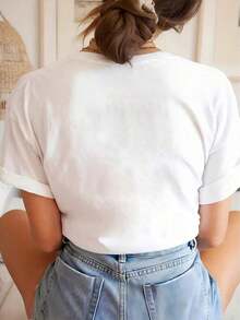 Camisetas Suaves y Transpirables de Talla Grande para Mujer, Corte Holgado, Estilo Casual, Camiseta con Estampado "Vacay Mode" - Blanca, de Manga Corta y Cuello Redondo, con Diseño de Gafas y Palmera, Top Casual de Verano y Primavera, Tejido de Poliéster, Ideal para Vacaciones.|   Impresión Divertida|   Cómodo y bien ajustado, adecuado para usar en vacaciones. Transpirable y confortable. - Blanco - Ver 2