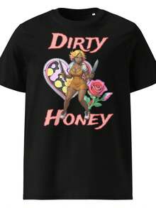 Unisex Pure Cotton T-Shirt, Dirty Honey Anime Girl T-Shirt | Unique Manga Graphic T-Shirt, Summer T-Shirt, Blouse, Basic Tops, T-Shirt, Creative Design, Outdoor Gaming, Cool Style, Fun Design, Ideal For Outdoor Gaming. - Black - View 5