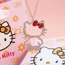 SANRIO 1件可爱KT猫项链，镶钻小猫吊坠项链，日式风格 - 01 - 查看 5