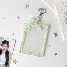 1pc Angel Secret Glitter Acrylic Photo Card Holder With Bow And Star Frame, 3-Inch Idol Photo Card Protector With Heart-Shaped Keychain, Transparent Cute Card Display Box For Backpack Decoration, Fan Collection And Daily Use, Back To School - Card Sleeve - View 14