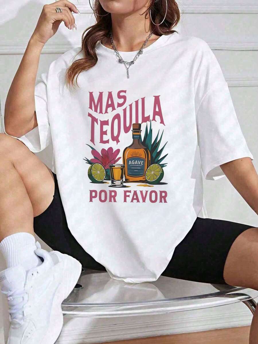 Playera nueva temporada primavera-verano para mujer, con estampado, manga corta y cuello redondo. Modelo básico, cómoda, fresca y ligera, estilo juvenil, moderno y casual. Diseño dulce y delicado, ideal para combinar en primavera y verano. - Blanco - Ver 1