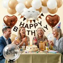 18th Birthday Cream Balloons Decor Birthday Decorations For Women Girl Beige Brown White Sand Foil Star Heart Balloon Decor, Birthday Sash Bobo Balloons For Birthday Anniversary Party Decoration Supplies Room Decor - Sinh nhật thứ 18 - Xem 5
