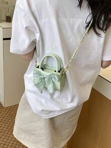 迷你蝴蝶结手提包，星空女孩爱心手提包/斜挎包，可爱链条小方包 - 彩色 - 查看 6