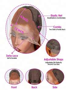 Ginger Orange Highlight Blonde Short Body Wave Lace Front Wigs Human Hair 13x4 HD Transparent Bob Lace Frontal Wigs For Women With Baby Hair For Daily Use 200 Density Water Wave Glueless Wigs Human Hair Looks More Natural And Full - 強調 - 查看 5