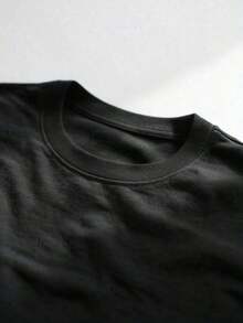 Camiseta Blanca con Estampado de Palmeras - Corte Holgado, Manga Corta, Cuello Redondo, con Diseño Geométrico de Palmeras - Negro - Ver 3