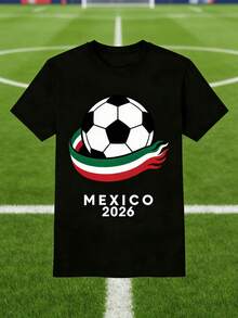 Hombres 002 | | Fútbol | Camiseta negra con un hermoso diseño circular inspirado en el arte azteca, que presenta un balón de fútbol en el centro, perfecta para los amantes del fútbol y de la cultura mexicana. - Negro - Ver 6