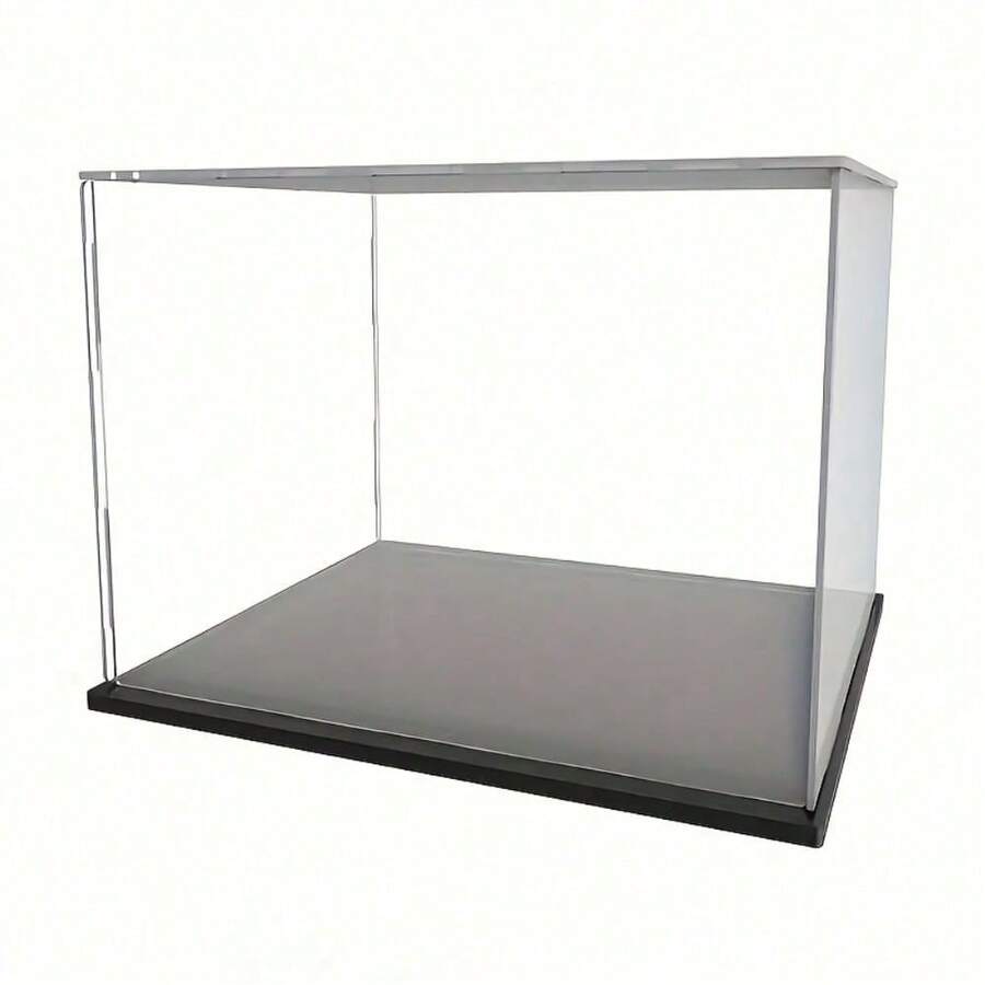 1pc Acrylic Display Case, Various Sizes, Plastic Assembly Dustproof Display Box With Matte Black Base, Suitable For Action Figures, Collectibles, Statues, Models