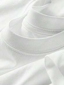 Camiseta de Mujer con Estampado de Letras a la Moda, Cómoda y Relajante, Cuello Redondo, Adecuada para Todas las Temporadas, Elegante y Casual, , Camiseta de Algodón, Regalo Ideal para Fiestas Elegantes en Verano. - Blanco - Ver 4