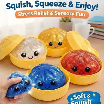 NeeDoh Squishy Toy Bun, Realistic Bun Shape, Cute & Fun Stress Relief Soft Non-Sticky Fidget Toy, Squishy Toy & Gift