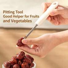 1pc Stainless Steel Fruit Pitter Tool, Multi-Size Apple And Date Pit Remover With Non-Slip Handle, Convenient For Removing Pits From Pears, Hawthorns, Dates, Cherries, Kitchen Cooking Gadget - Milky White - View 11