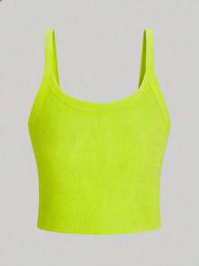 Camiseta de tirantes casual de mujer con estampado de rayas y ribete, adecuada para vacaciones de verano y uso diario - Verde - Ver 2