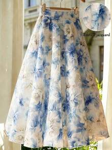 Falda de línea A versátil y elegante con diseño floral calado, nueva llegada del verano 2026 - Multicolor - Ver 3