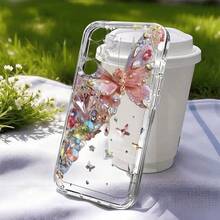 蝴蝶 1個彩色半花卉圖案全覆蓋透明TPU手機殼，適用於 11 12 13 14 15 16 Pro Max Xr 7 8 Plus 系列 - 彩色 - 查看 4