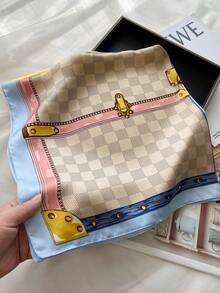 1pc Versatile Elegant Professional Flight Attendant Style Neckerchief - Fashionable Plaid - View 7