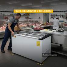 Congelador Tapa de Cristal Curvo Rhino, 190 L, Función Dual Congelador/Refrigerador, Exhibidor Comercial con Iluminación LED, 2 Canastillas, Control de Temperatura, Ruedas Integradas, CONGECRI-7C - Tipo de Enchufe B Japonés (100V) - Ver 8