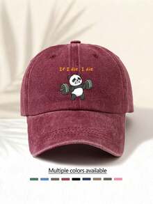 1pc Fashionable Casual Versatile Washed Baseball Cap With "If I Die, I Die Weightlifting Panda" Graphic Print, Unisex Essential Stylish Item For All Seasons, Great Gift For Family And Friends - Washed Cap - View 16