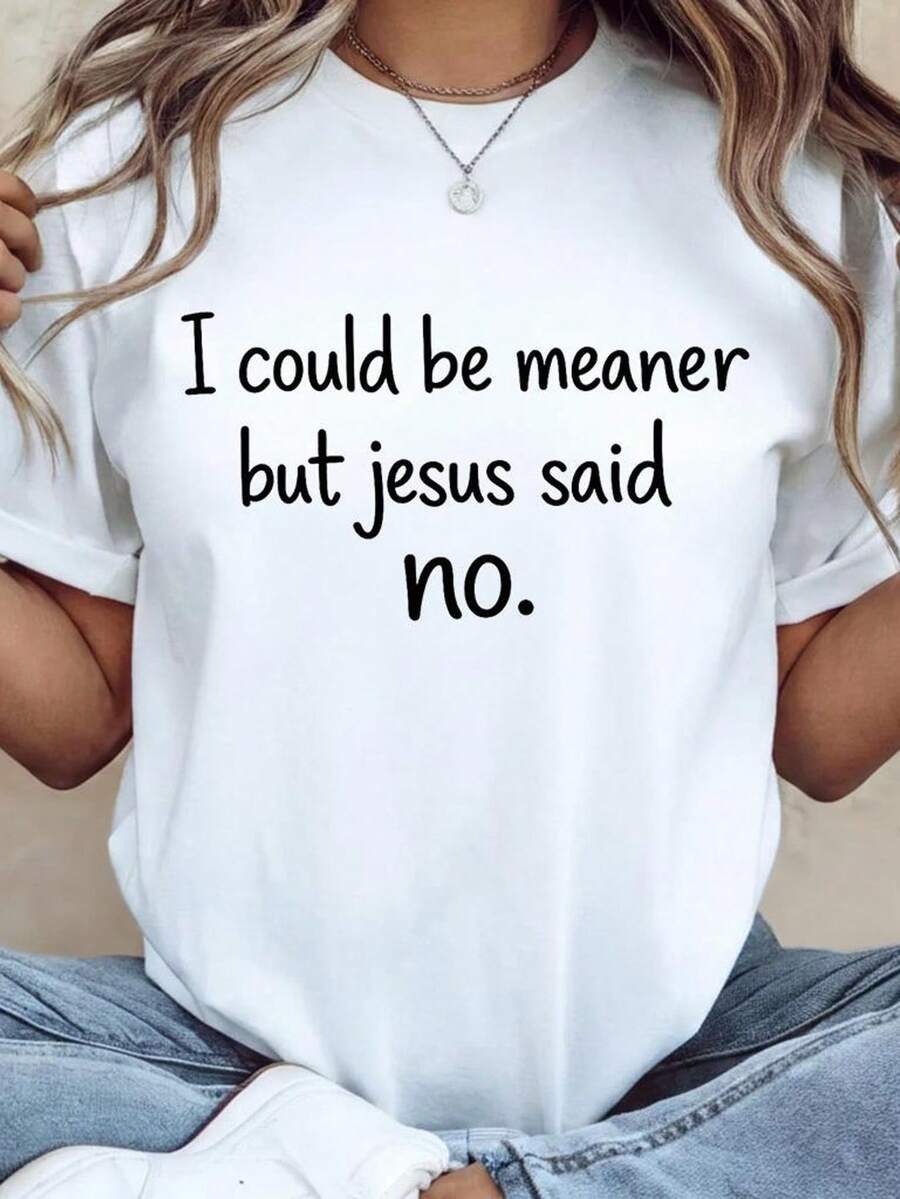 Podría ser más malo, pero Jesús dijo que no. Camiseta unisex, Gracias Jesús, Camiseta cristiana divertida. Camiseta unisex de algodón puro de 220 g, peso ideal para todas las estaciones, adecuada tanto para hombres como para mujeres. Tejido duradero de alta calidad, suave al tacto y de larga duración. Parte superior transpirable. Adecuada para la primavera y el verano de las mujeres, vacaciones, Día de la Madre, Día de la Independencia. - Blanco - Ver 1