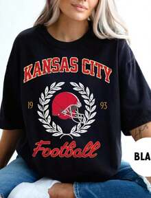 Camisetas Vintage Para Mujer con Colores Populares, Estampados de Animales, Estampados Geométricos, Estampados Tie Dye, Estampados Florales, Estilo Millennial Spicy Girl, Estilo Y2K, Estampados Básicos, Estampados Florales, Corte Holgado, Ropa de Otoño para Mujer, Ropa de Navidad para Mujer, Tops, Ropa de Otoño para Mujer, Vestidos Elegantes de Mujer, Ropa de Invierno para Mujer, Camiseta de Fútbol Vintage de Kansas City, Camiseta de Fútbol de Kansas City, Camiseta de los , Sudadera de los , Ropa de Fútbol KC, Sudadera de los . - Negro - Ver 1