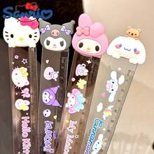 Bộ 4 thước kẻ hoạt hình Sanrio, hình Hello Kitty, Kuromi, My Melody, Pompompurin dễ thương, đồ dùng văn phòng phẩm học sinh, quà tặng văn phòng phẩm cho học sinh. - Bộ - Xem 11
