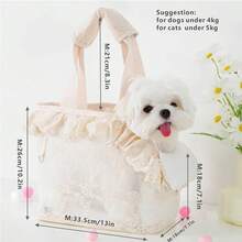 IUdog Fashionable Pet Carrier Bag, Portable Puppy/Kitten Tote Bag For Outdoor Use, Summer Breathable Pet Carrier Handbag, Shoulder Bag For Small Dogs, Lace Design - Beige - View 12
